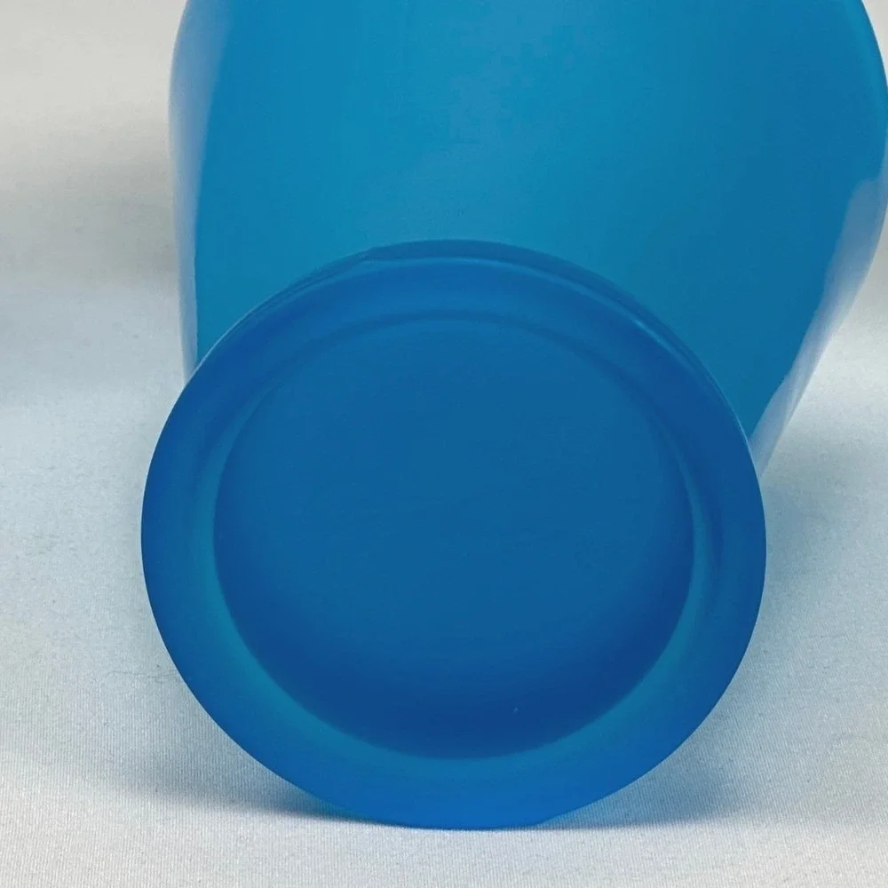 Starbucks‎ Vintage 90s Mod Frosted Blue Teal Footed Glass Tumbler Cup Set of 4